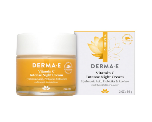 DERMA-E Vitamin C Intense Night Cream – Brightening and Hydrating Facial Skin Renewing Cream – Anti-Aging Overnight Facial Moisturizer 2 oz