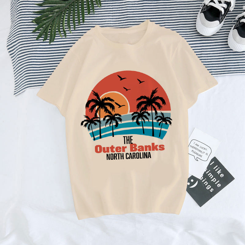 European And American Digital Round Neck Printed Summer T-shirt