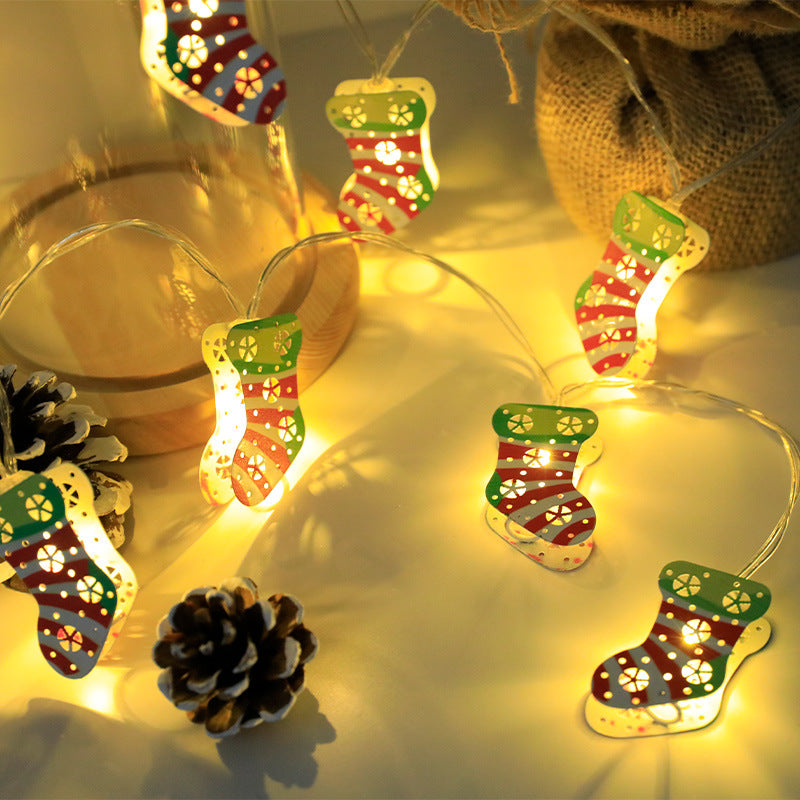 LED Battery String Lights Christmas Tree Deer Christmas Stockings