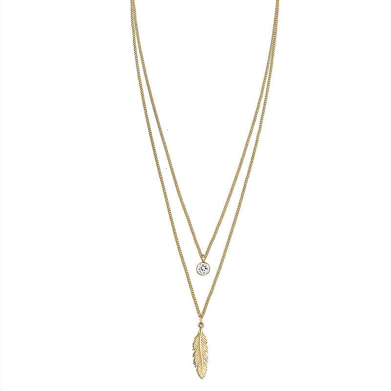 Women's Bohemian Vintage Feather Pendant Necklace