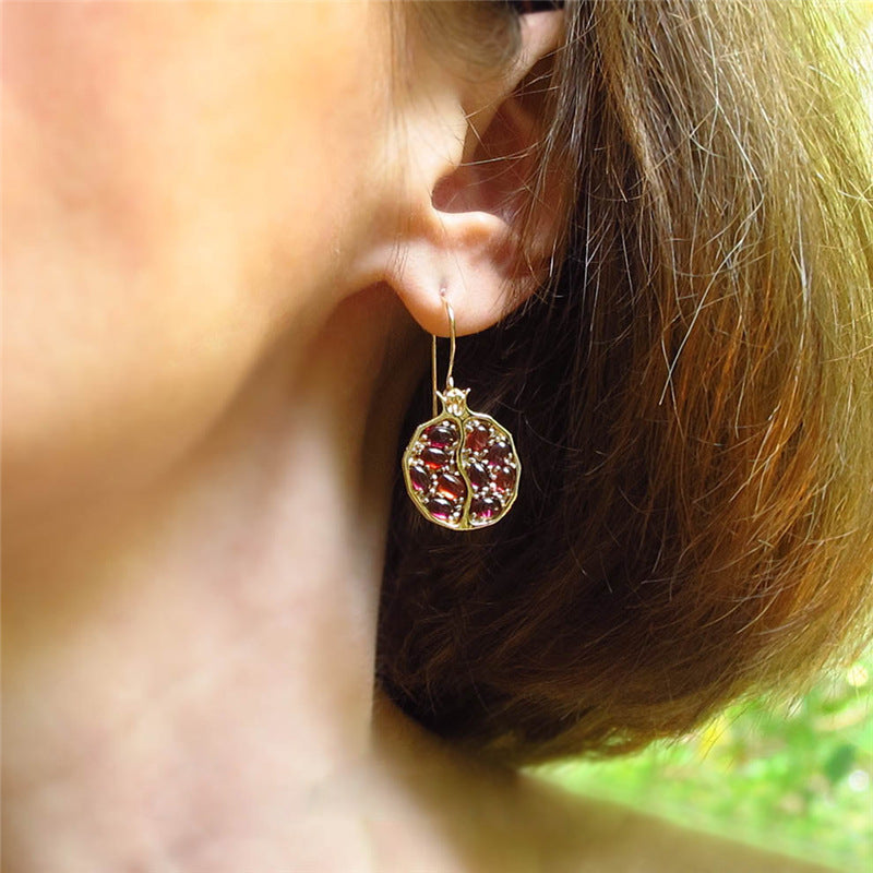 Bohemian Red Pomegranate Seed Women Earrings