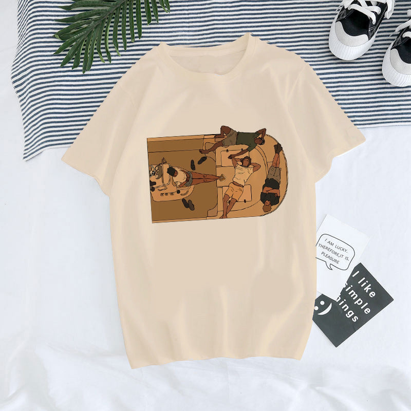 European And American Digital Round Neck Printed Summer T-shirt