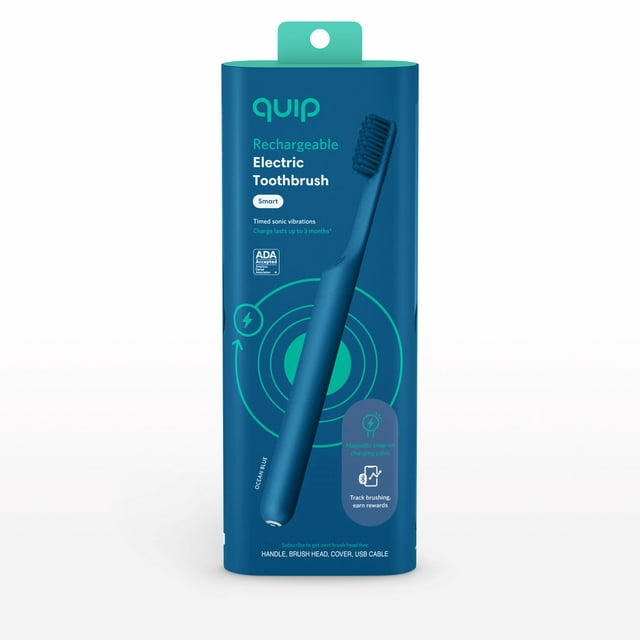 Quip Adult Smart Electric Rechargeable Toothbrush, Ocean Blue, 1 Ct
