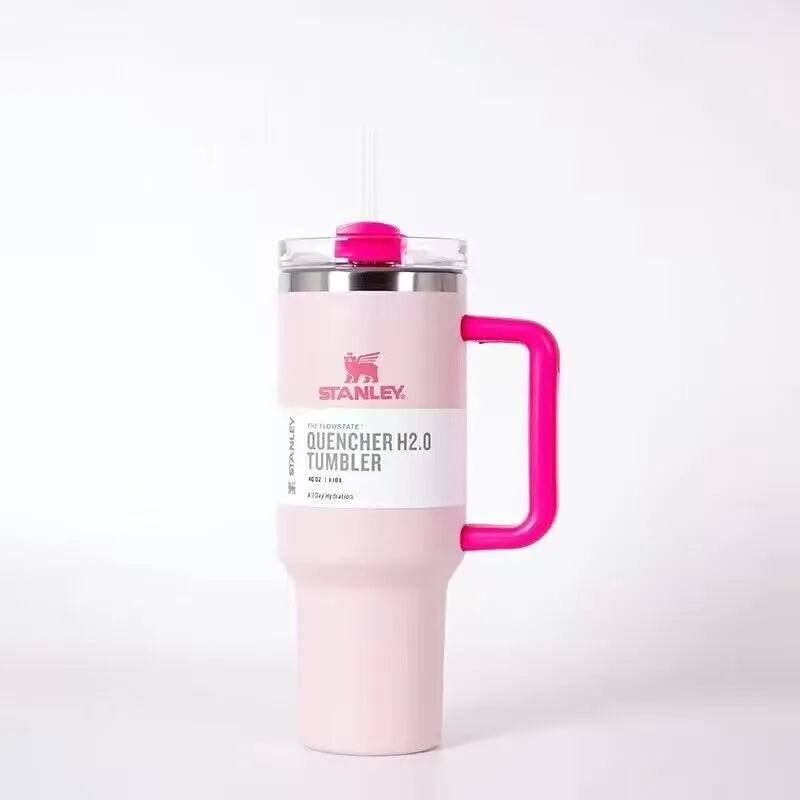 Stanley 40oz Flamingo Pink Tumbler Stainless Steel H2.0 FlowState Quencher Cups