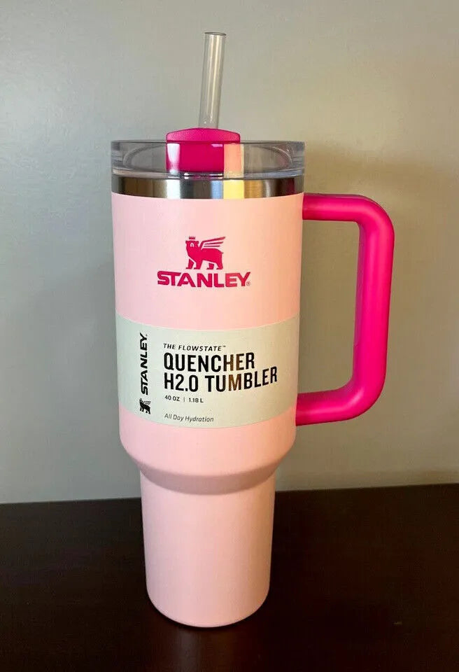 Stanley 40oz Flamingo Pink Tumbler Stainless Steel H2.0 FlowState Quencher Cups