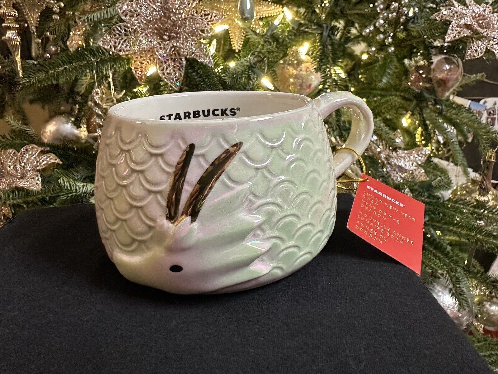 Starbucks Mug Lunar New Year of the Dragon 2024 Iridescent White Scales New Gift