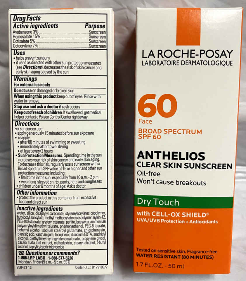 La Roche-Posay Anthelios Sunscreen 2-Pack, Clear Skin, Fast Drying.