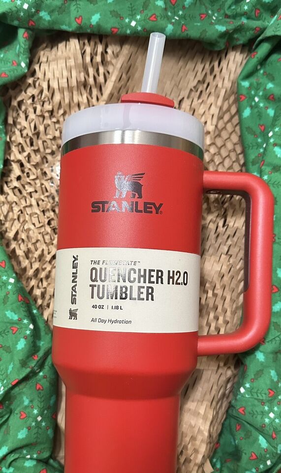 Authentic Stanley 40oz Lava Red H2.0 Flowstate Quencher Tumbler Valentines Gift