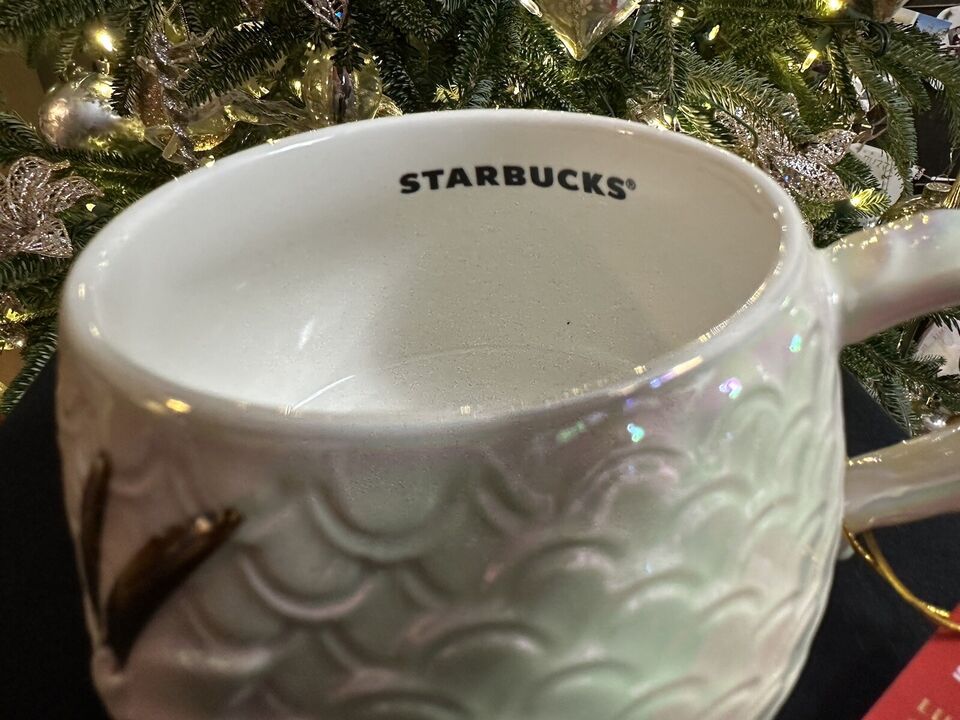 Starbucks Mug Lunar New Year of the Dragon 2024 Iridescent White Scales New Gift